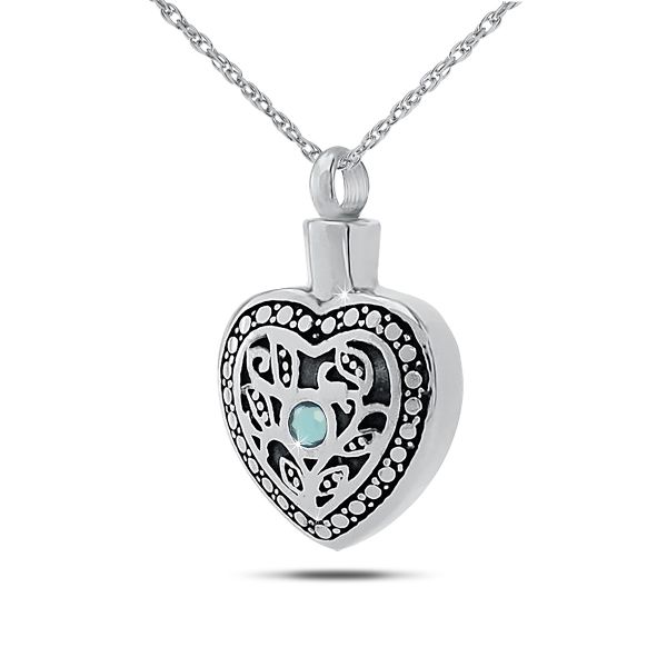 March w/ Aquamarine Sterling Silver Keepsake